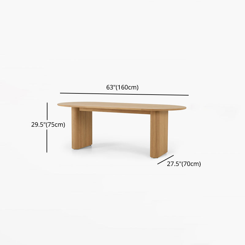 Contemporary Style Dining Table Oval Solid Wood Table for Home Kitchen
