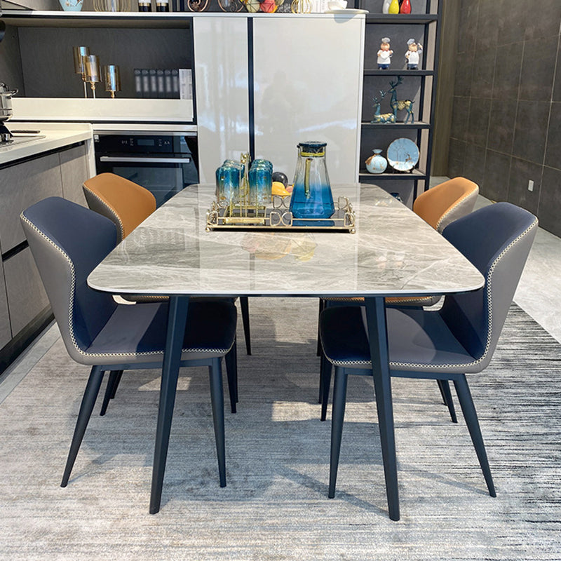 Modern Rectangle Stone Table 4 Legs Standard Height Kitchen Dining Table without Chair