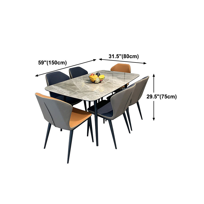 Modern Rectangle Stone Table 4 Legs Standard Height Kitchen Dining Table without Chair