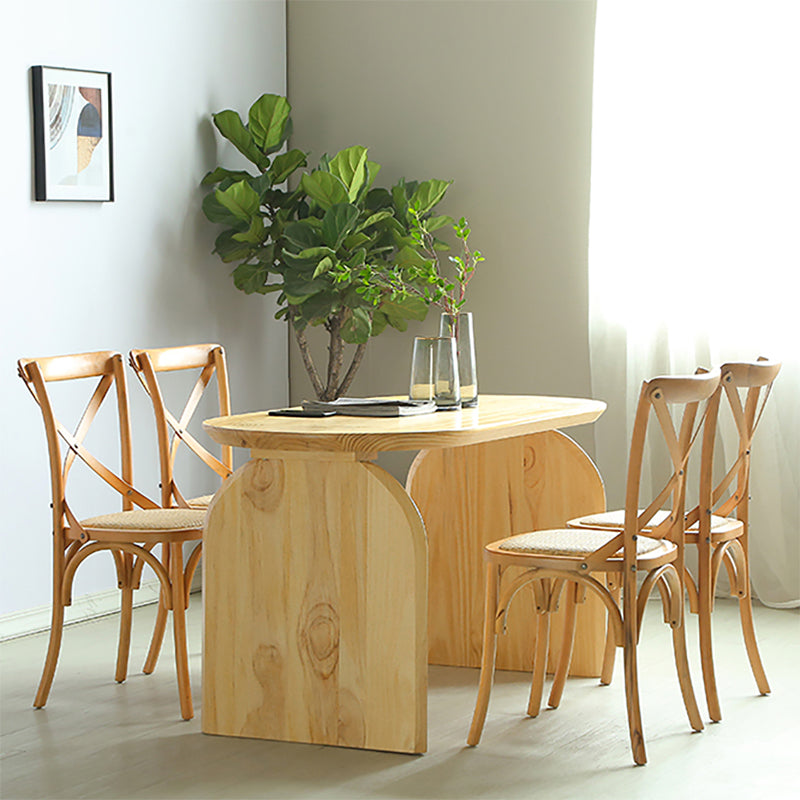 Oval Dining Table Solid Wood Contemporary Style Table for Home Kitchen