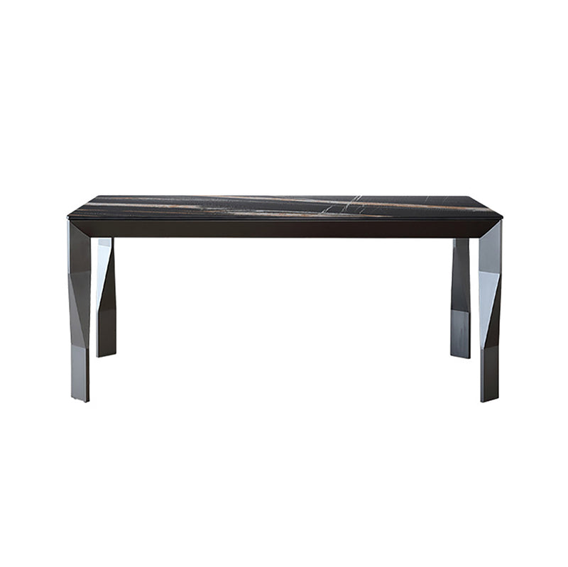 Modern Black Stone Table Rectangle Dining Room Table for Kitchen