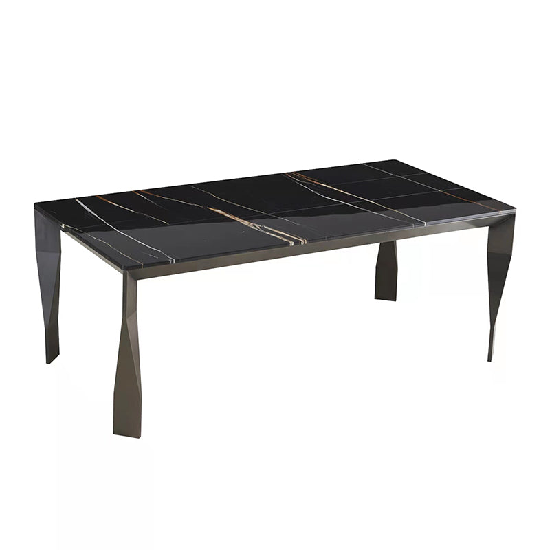 Modern Black Stone Table Rectangle Dining Room Table for Kitchen