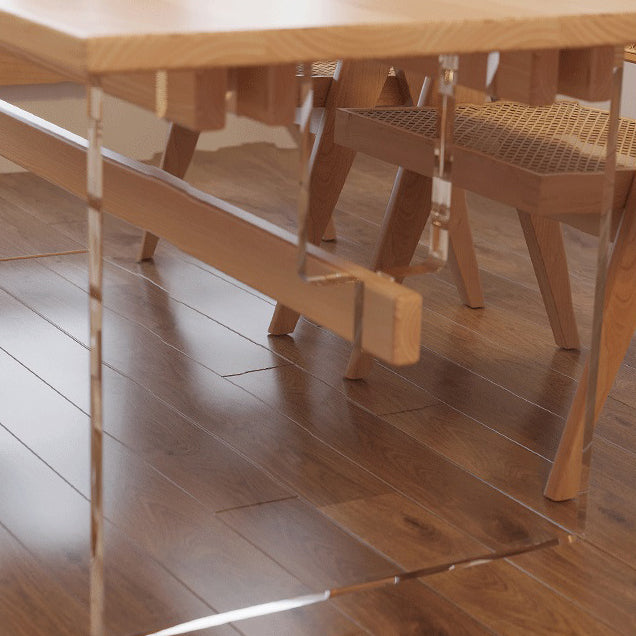 Solid Wood Trestle Base Table Modern Furniture in Natural for Restaurant