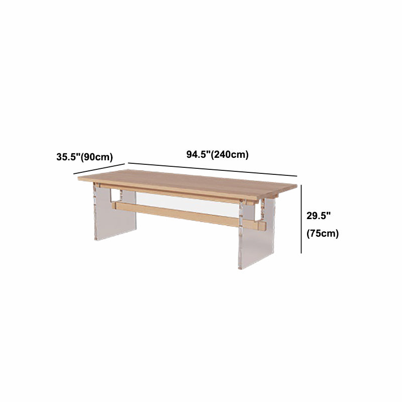 Solid Wood Trestle Base Table Modern Furniture in Natural for Restaurant