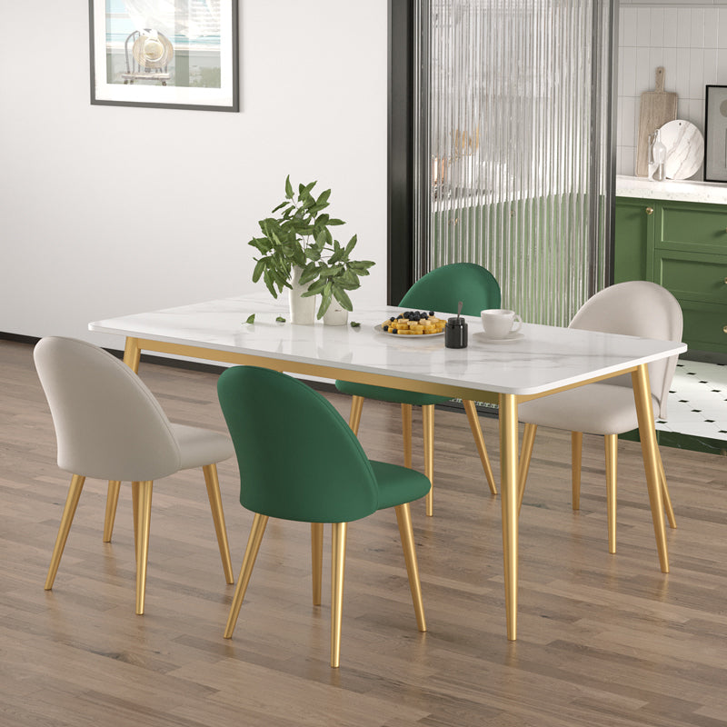 Traditional Luxury Dining Table White Stone Rectangle Dining Table for Home