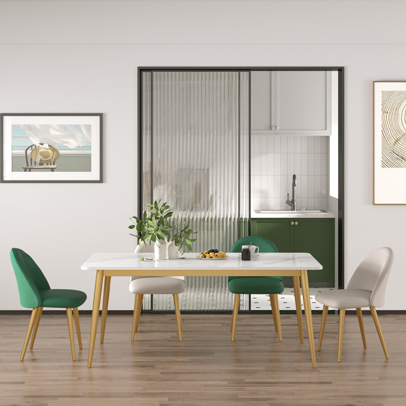 Traditional Luxury Dining Table White Stone Rectangle Dining Table for Home