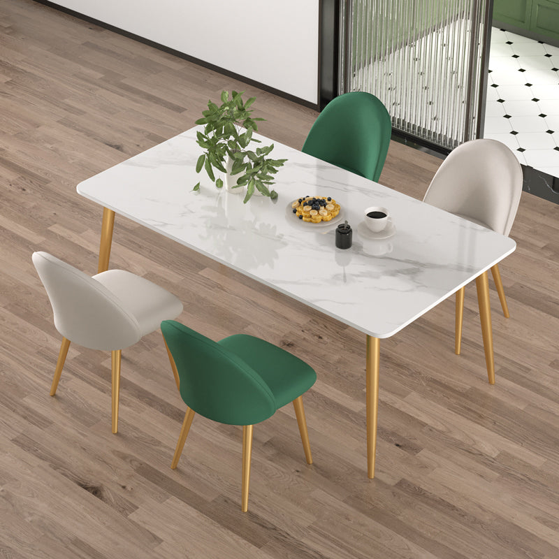 Traditional Luxury Dining Table White Stone Rectangle Dining Table for Home