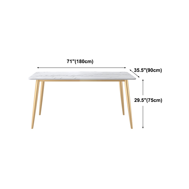 Traditional Luxury Dining Table White Stone Rectangle Dining Table for Home