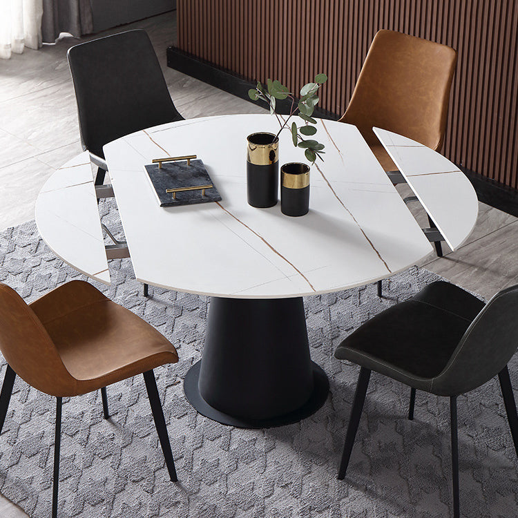 Rectangular Sintered Stone Dining Table Modern Furniture with Pedestal Base