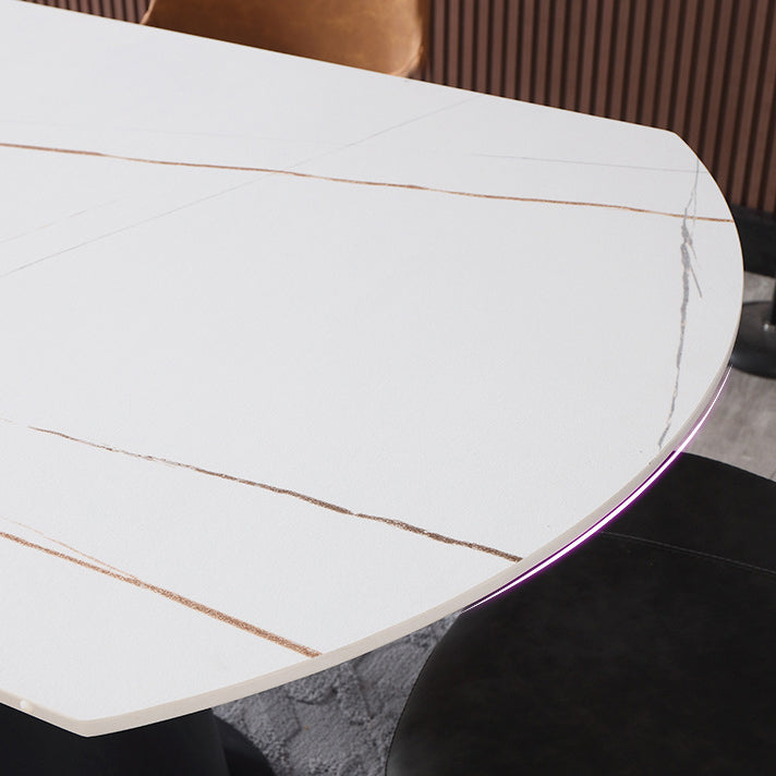 Rectangular Sintered Stone Dining Table Modern Furniture with Pedestal Base