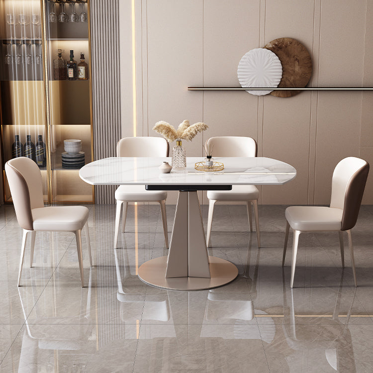 Simplicity Style Round Dining Table Stone Drop-Leaf Home Furniture