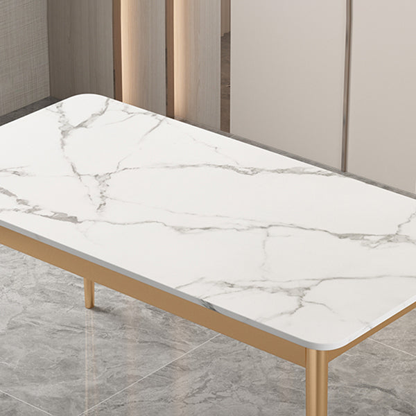 Modern Dinning Table White Top Stone Rectangle Dining Table for Kitchen