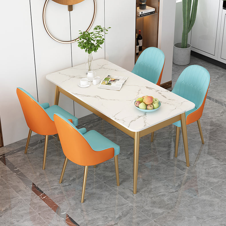 Modern Dinning Table White Top Stone Rectangle Dining Table for Kitchen