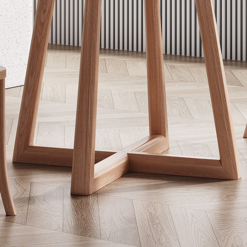 Round Dining Table Modern Stone Top Dining Table with Wood Base