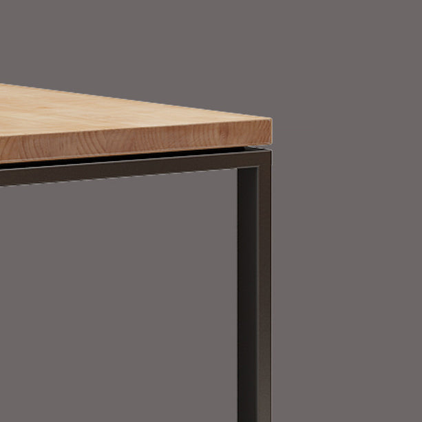 Natural Industrial Rectangle Dining Table Solid Wood Top Black Trestle Base Table