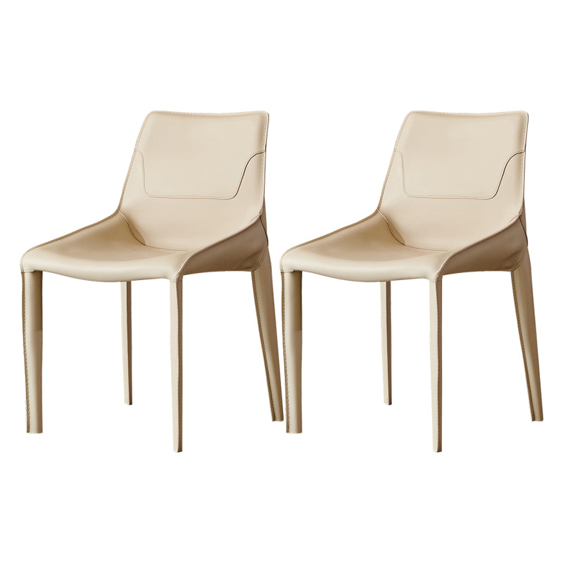 Leather Dining Chair Minimalist Design Arm Solid Back Dining Side Chair