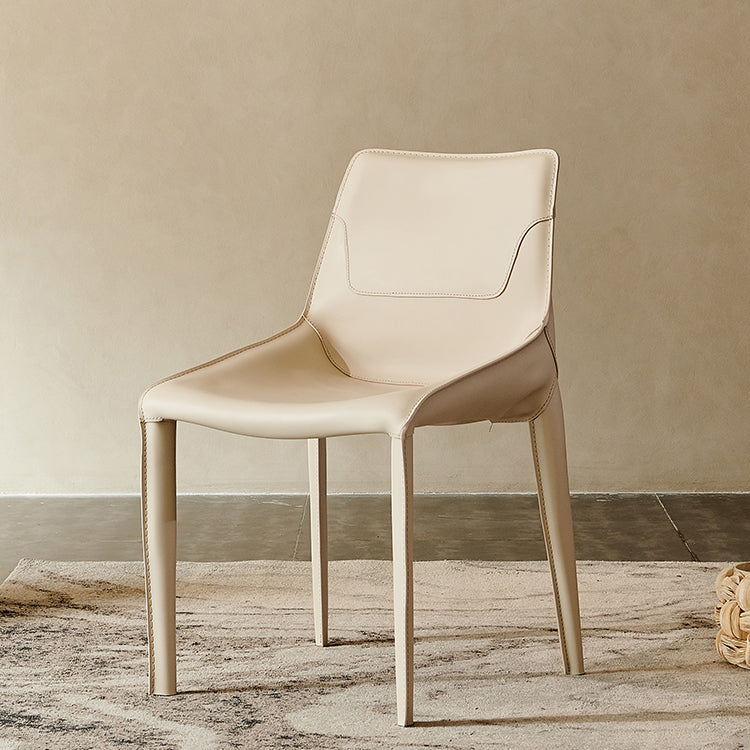 Leather Dining Chair Minimalist Design Arm Solid Back Dining Side Chair