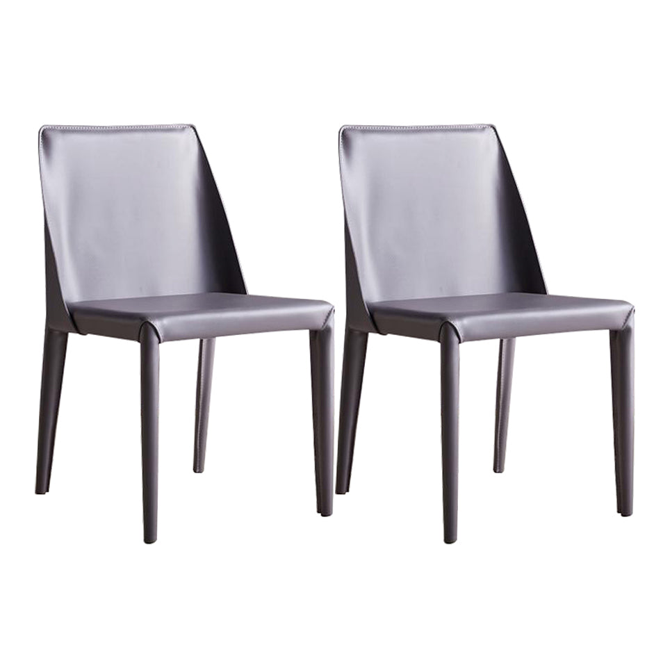 Minimalist Design Leather Dining Chair for Home Solid Back Chair