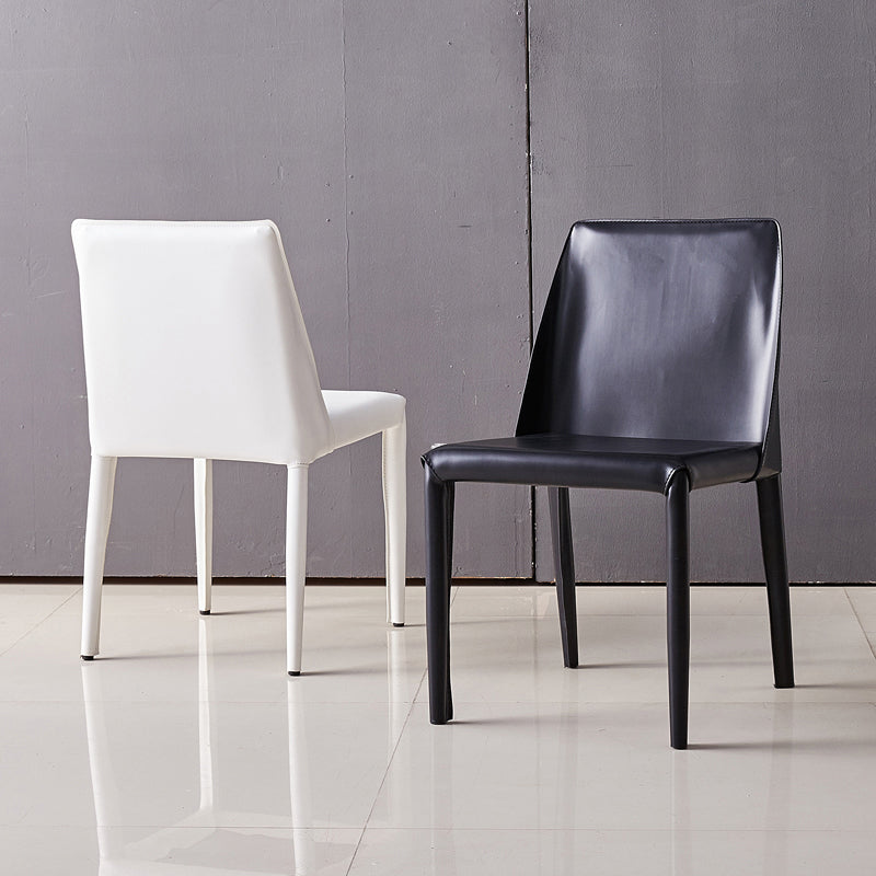 Minimalist Design Leather Dining Chair for Home Solid Back Chair