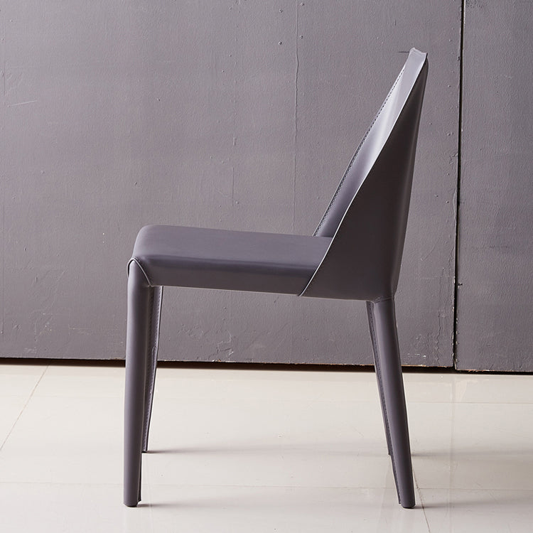 Minimalist Design Leather Dining Chair for Home Solid Back Chair