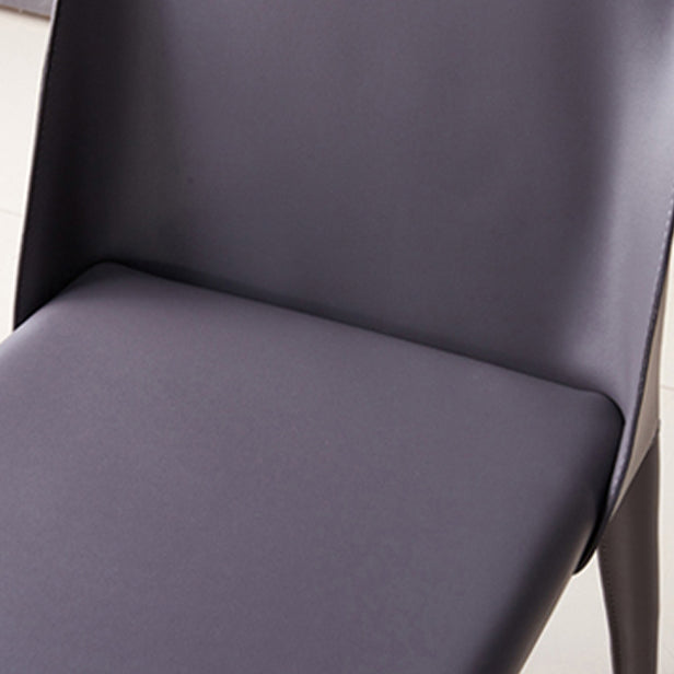 Minimalist Design Leather Dining Chair for Home Solid Back Chair