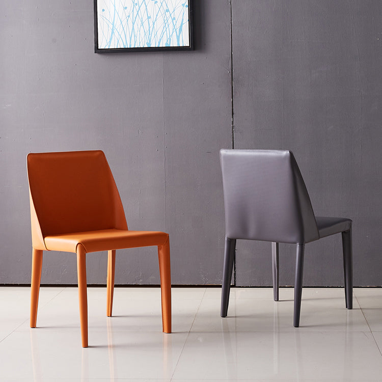 Minimalist Design Leather Dining Chair for Home Solid Back Chair