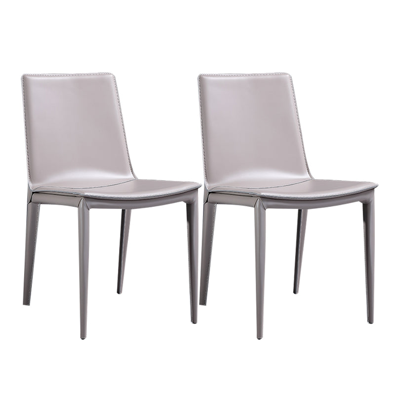 Leather Dining Chair Minimalist Design Solid Back Armless Dining Chair