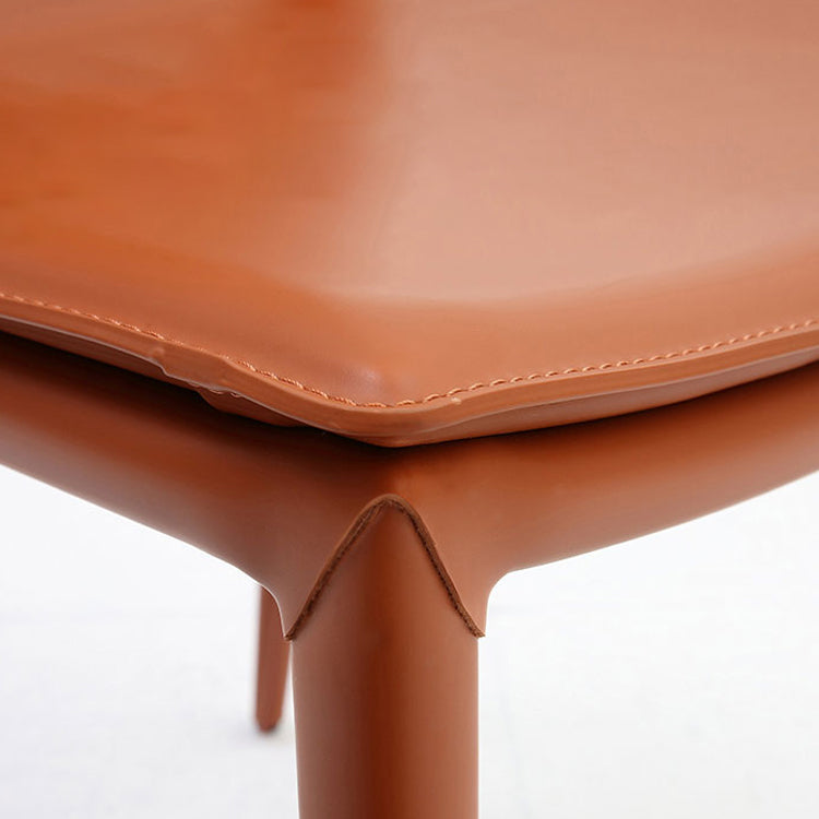 Leather Dining Chair Minimalist Design Solid Back Armless Dining Chair