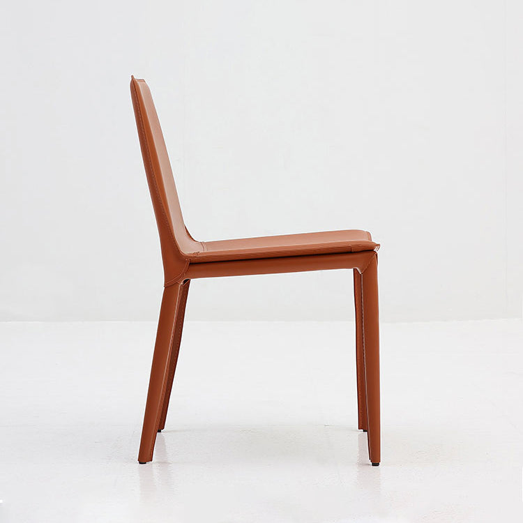 Leather Dining Chair Minimalist Design Solid Back Armless Dining Chair