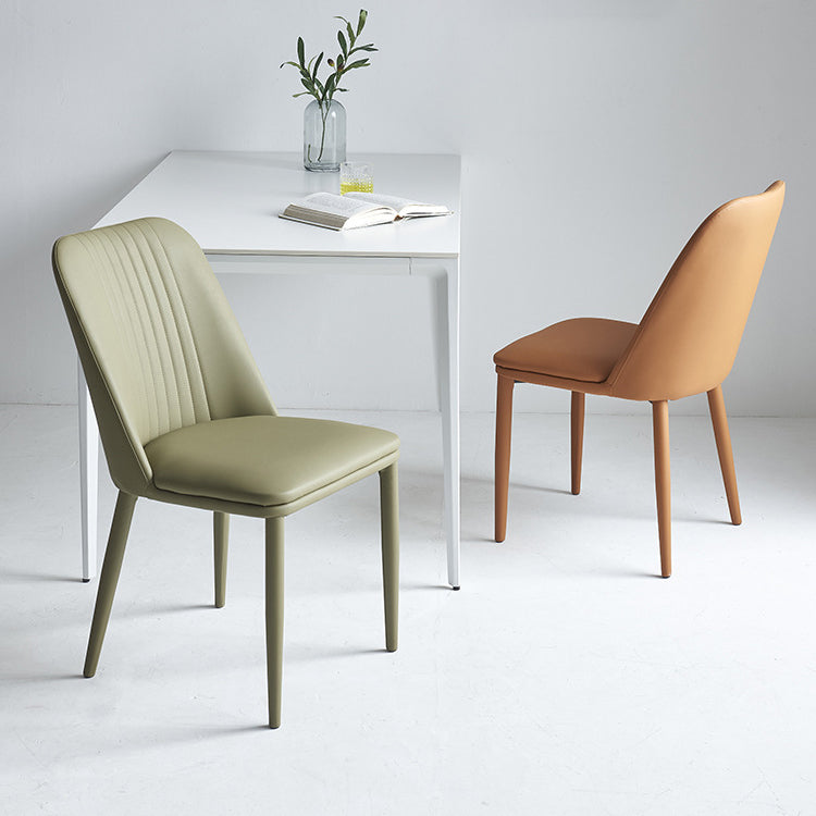 Leather Dining Chair Minimalist Style Armless Solid Back Chair for Home