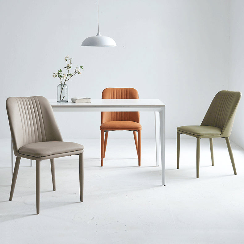 Leather Dining Chair Minimalist Style Armless Solid Back Chair for Home