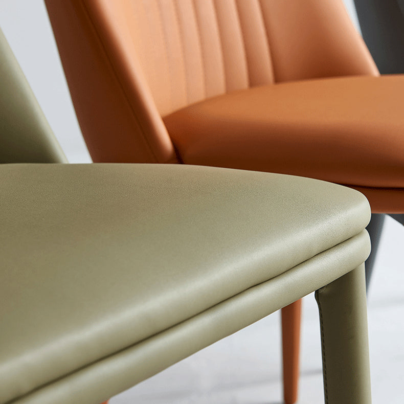 Leather Dining Chair Minimalist Style Armless Solid Back Chair for Home