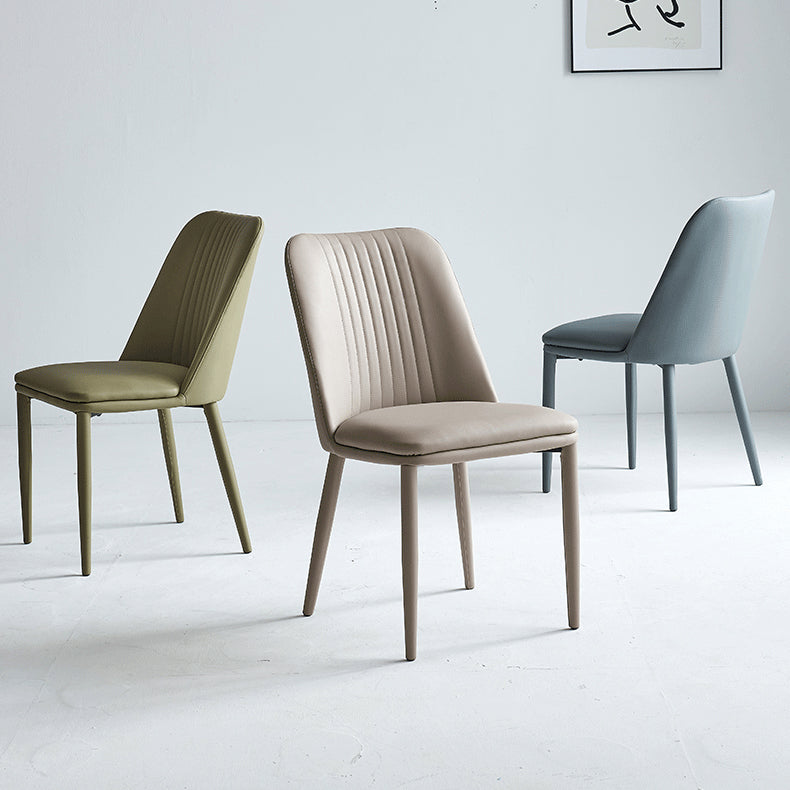 Leather Dining Chair Minimalist Style Armless Solid Back Chair for Home