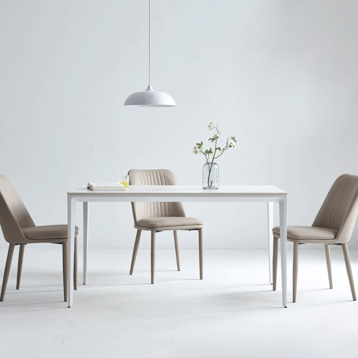 Leather Dining Chair Minimalist Style Armless Solid Back Chair for Home