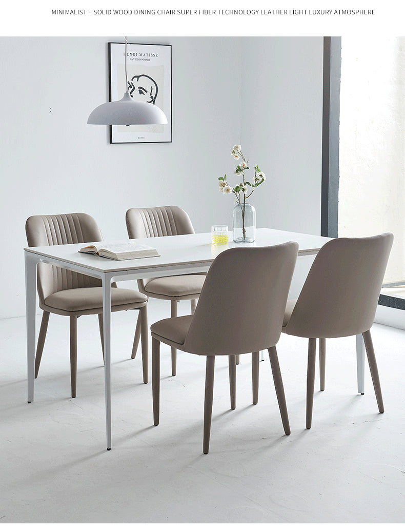Leather Dining Chair Minimalist Style Armless Solid Back Chair for Home