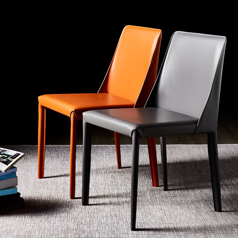 Solid Back Chair Contemporary Modern Leather Indoor-Outdoor Side Chair