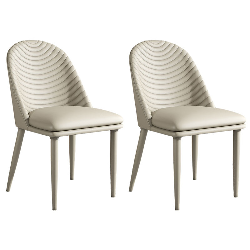 Minimalist Armless Solid Back Chair for Kitchen Leather Dining Chair