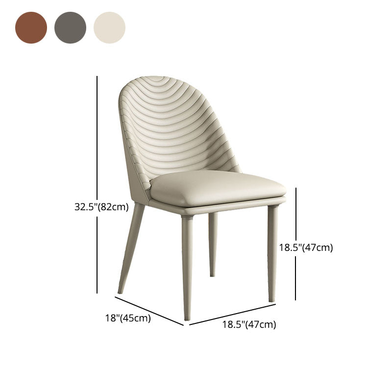 Minimalist Armless Solid Back Chair for Kitchen Leather Dining Chair