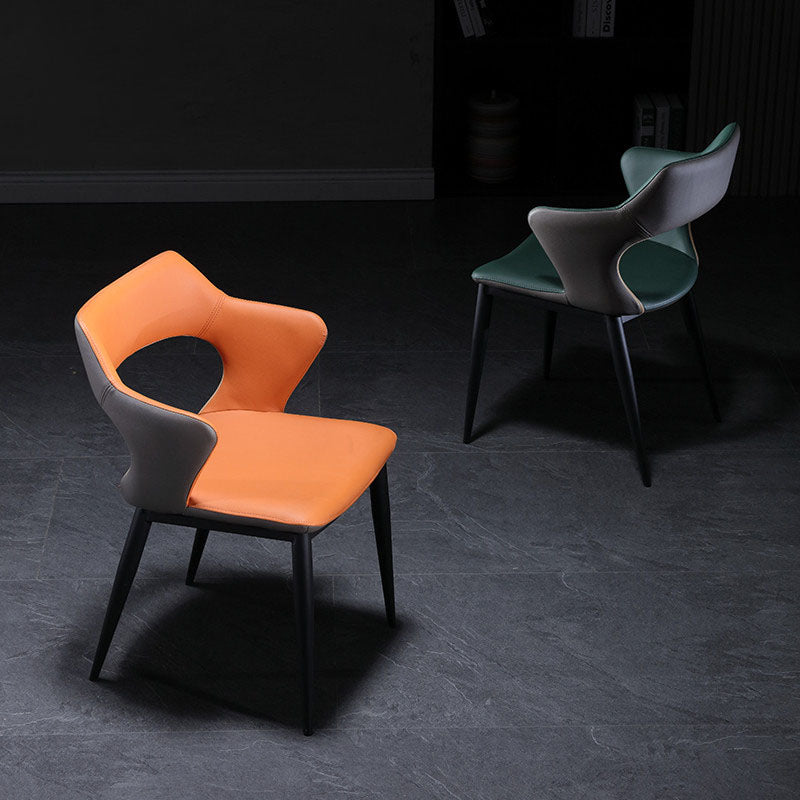 Faux Leather Side Chair Industrial Style Arm Open Back Side Chair