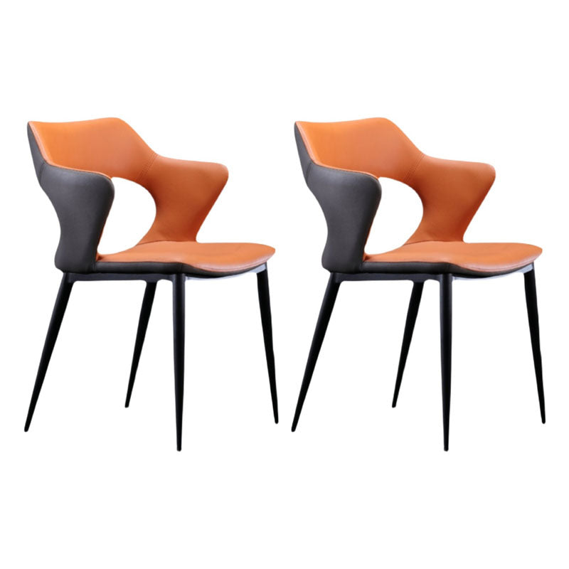 Faux Leather Side Chair Industrial Style Arm Open Back Side Chair