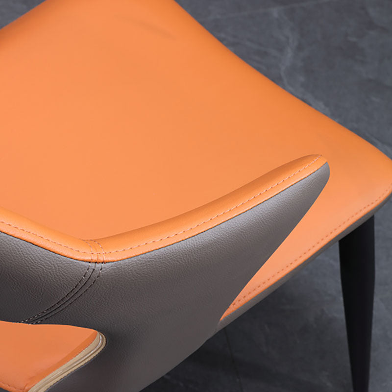 Faux Leather Side Chair Industrial Style Arm Open Back Side Chair