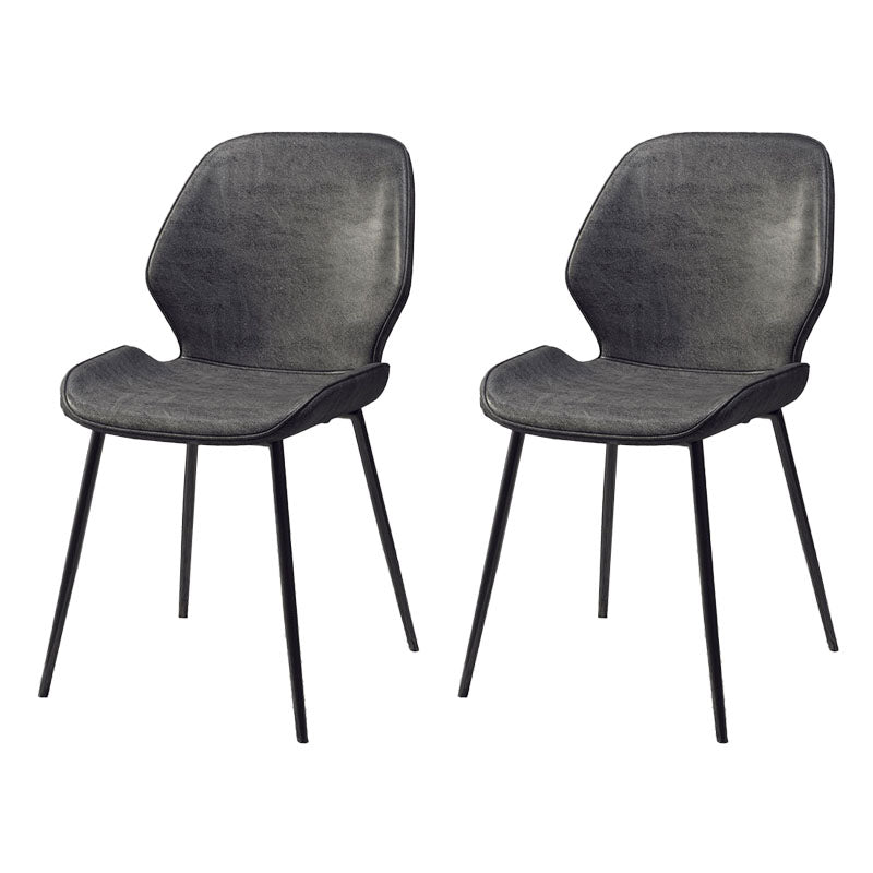 Contemporary Dining Chair Kitchen Wingback Armless Side Chair with Metal Legs