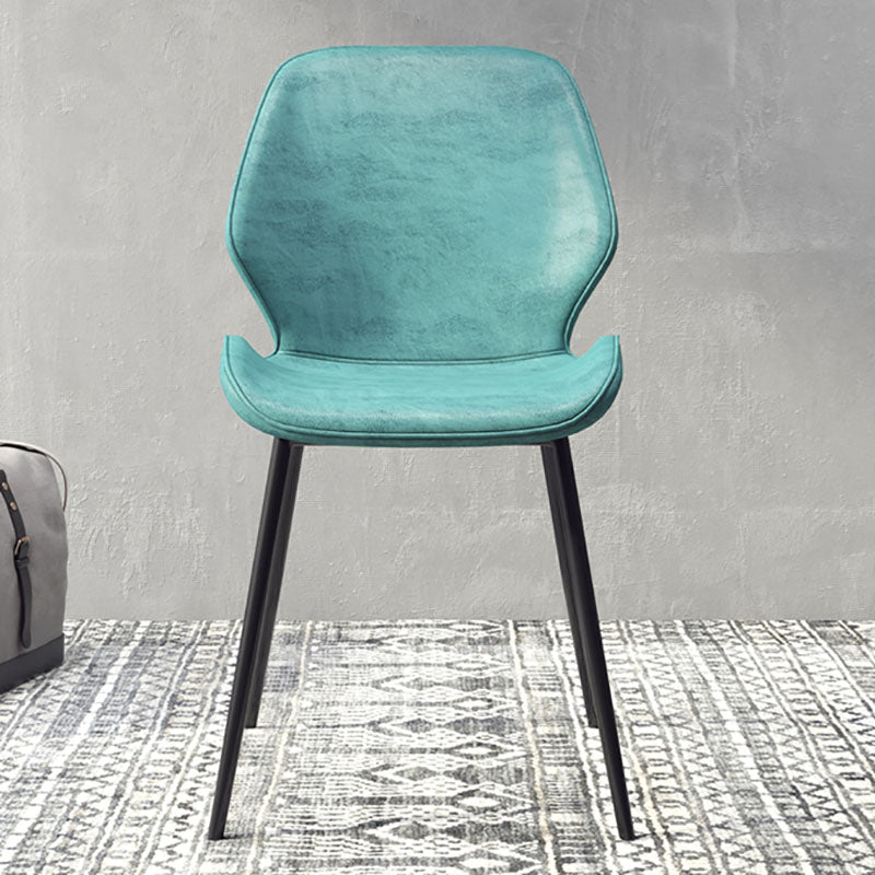 Contemporary Dining Chair Kitchen Wingback Armless Side Chair with Metal Legs