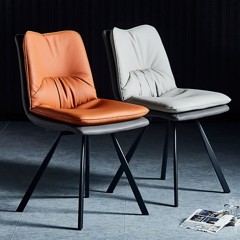 Contemporary Style Dining Chair Armless Side Chair with Metal Legs