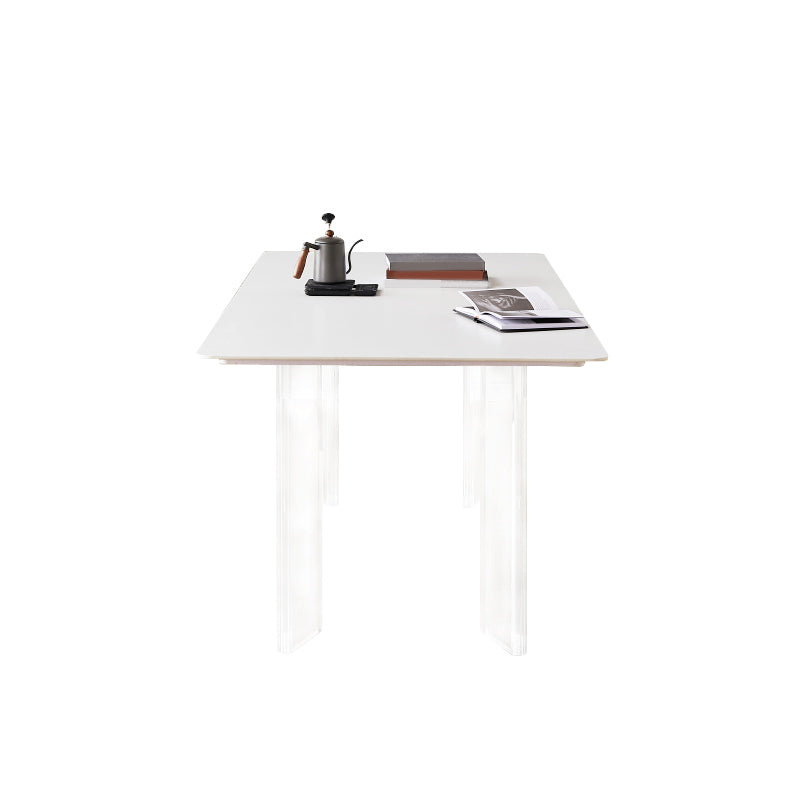 Rectangle Dining Table Set 1/2/5 Pcs Acrylic Base Dining Table with Side Chairs