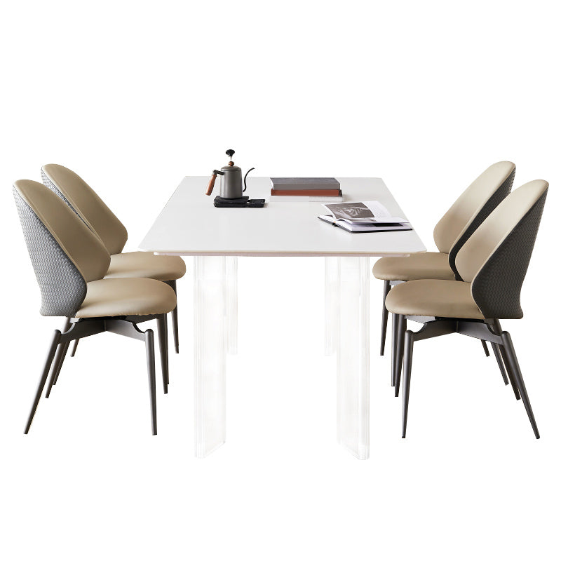 Rectangle Dining Table Set 1/2/5 Pcs Acrylic Base Dining Table with Side Chairs