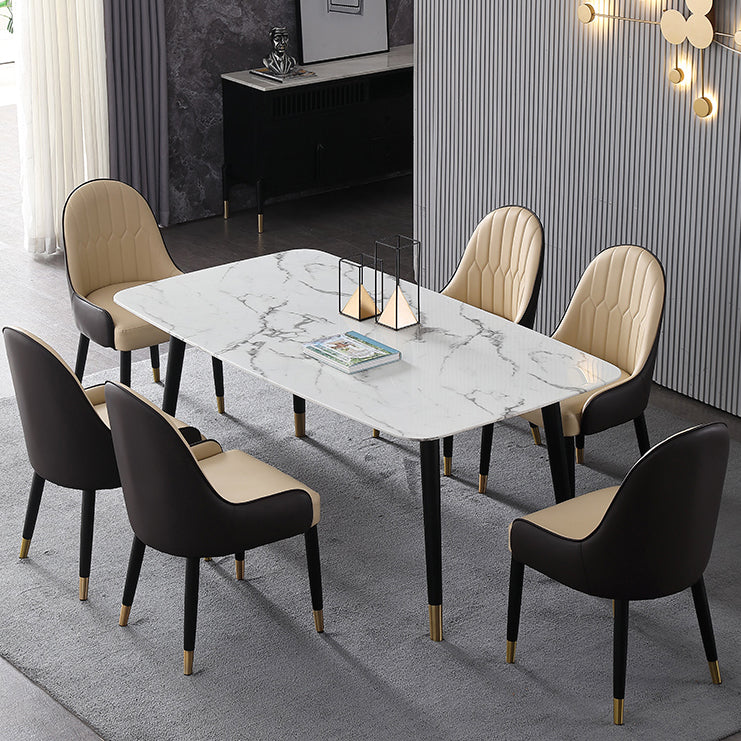 Modern Rectangle Sintered Stone Table Set 1/2/4/5/7 Pieces Dining Set