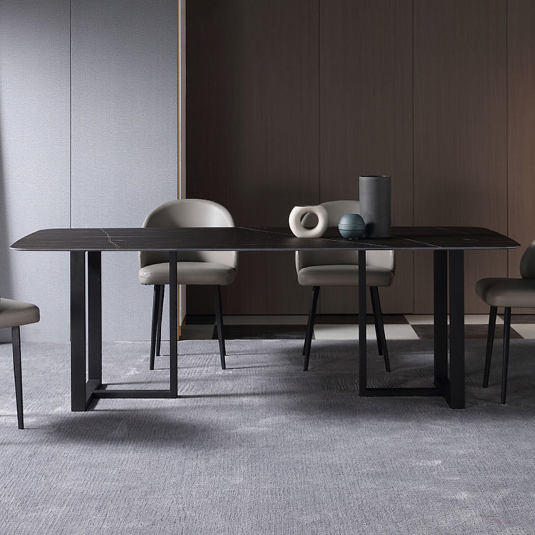 Black Double Pedestal Dinette Set 1/4/5 Pieces Indoor Designer Dining Table Set