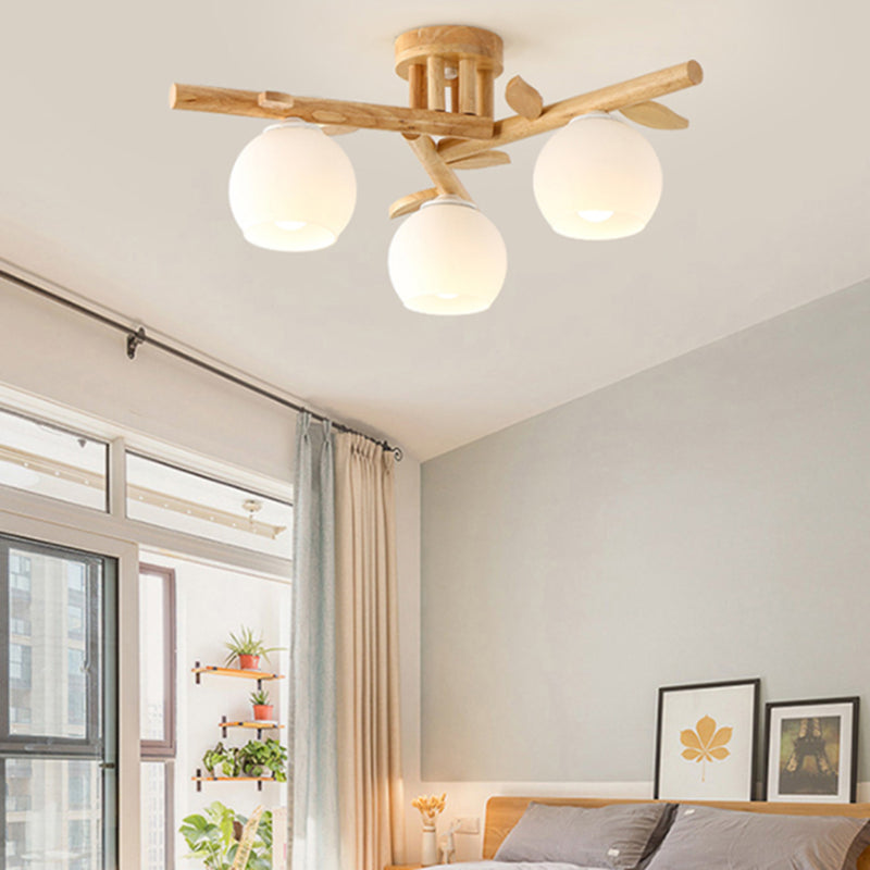 Contemporary Wood Ceiling Light Flush Mount Lighting for Bedroom