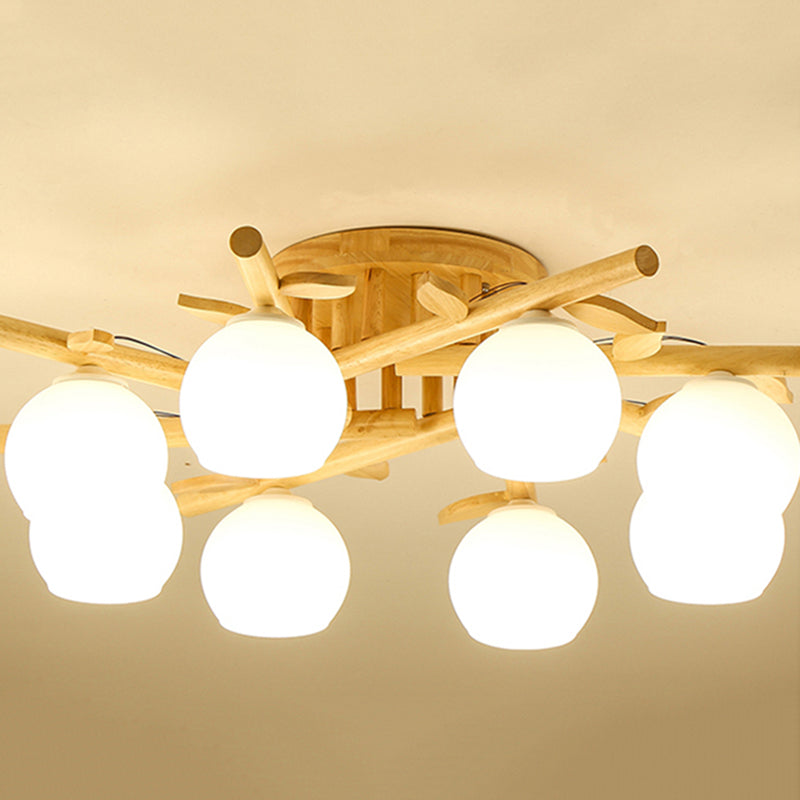 Contemporary Wood Ceiling Light Flush Mount Lighting for Bedroom